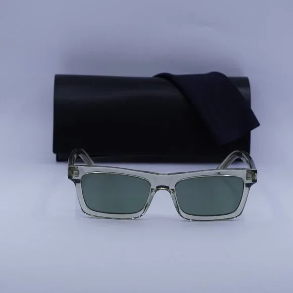 Saint Laurent SL461 BETTY 015 Rectangle Sunglasses - Transparent Green/Green - Picture 3 of 12